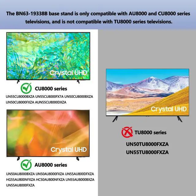 Alt view image 3 of 7 - BN63-19338B Base Stand Compatible with Samsung AU8000 CU8000 TV Legs | AU8000 CU8000 TV Legs for UN55AU8000FXZA UN50AU8000FXZA UN50CU8000FXZA UN55CU8000FXZA OEM Legs Replacement Screw Not Required