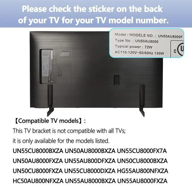 Alt view image 2 of 7 - BN63-19338B Base Stand Compatible with Samsung AU8000 CU8000 TV Legs | AU8000 CU8000 TV Legs for UN55AU8000FXZA UN50AU8000FXZA UN50CU8000FXZA UN55CU8000FXZA OEM Legs Replacement Screw Not Required