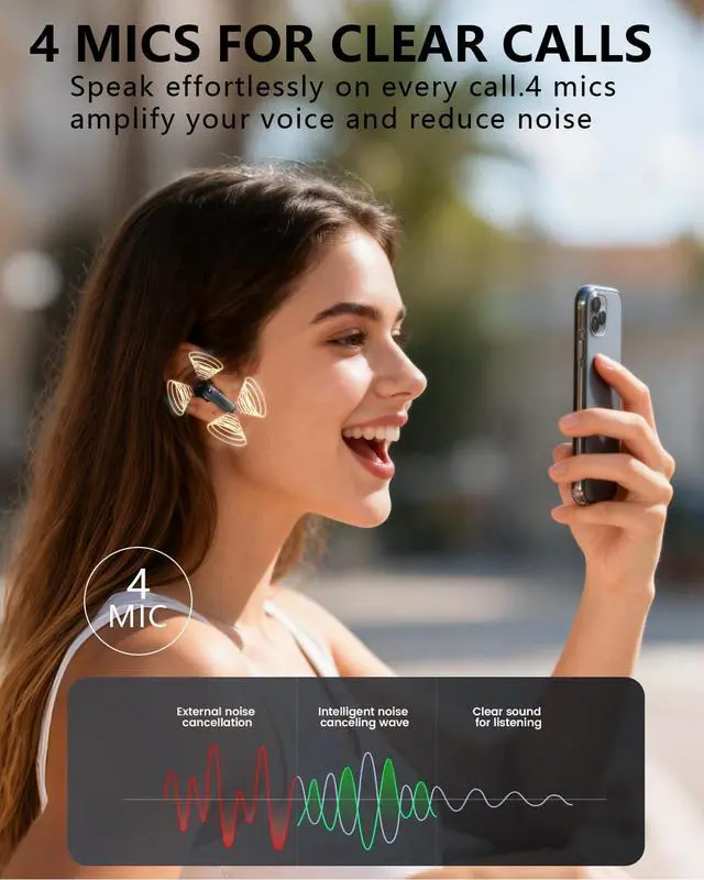 Alt view image 5 of 7 - Wireless Earbuds with Active Noise Cancelling,140-Hour Long Battery Life Bluetooth 5.4 Ear Buds,Multi-Device Pairing,Enhanced Clear Call,Deep Bass Stereo In Ear Headphone