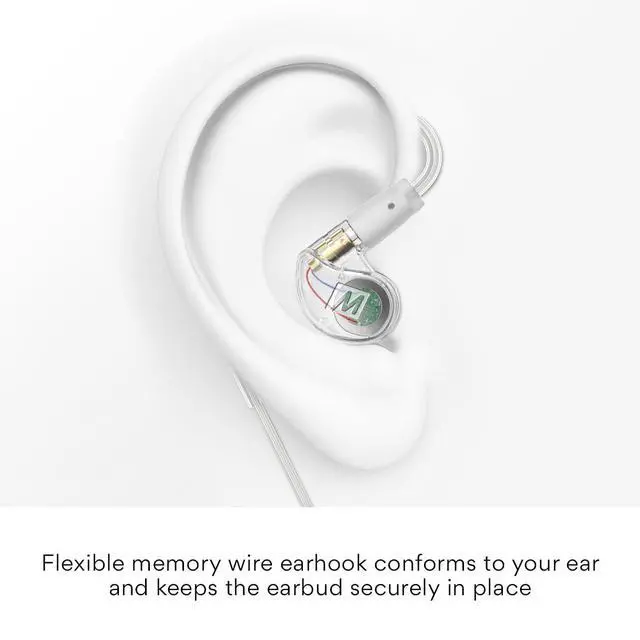 Alt view image 5 of 7 - M6 Single-Side Earbud, Right Side, 15" Cable, 3.5 mm Plug (Clear) | Extra-Short Cable, For 2-Way Radios, Speaker Mics & PTT Systems, One Wired Earphone, Moldable Earhook & Stereo-to-Mono