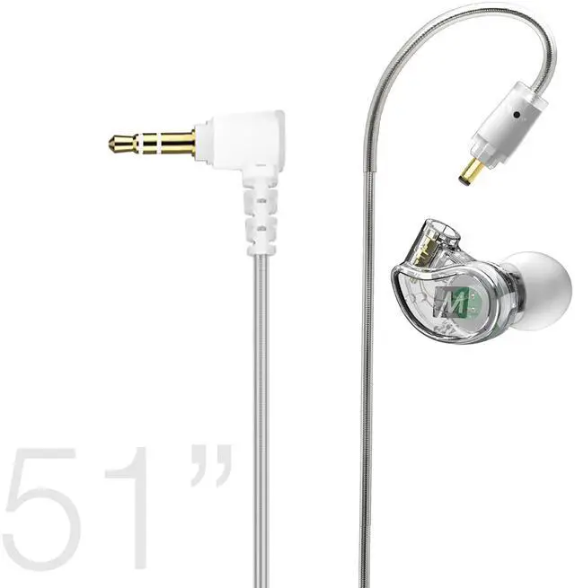 Alt view image 2 of 7 - M6 Single Side in Ear Earbud, Right Side, One Wired Earphone with 51" Cable, Secure Fit Moldable Earhook, & 3.5mm Plug, Stereo-to-Mono, for Driving, Cycling, & More (Bulk Packaging, Clear)