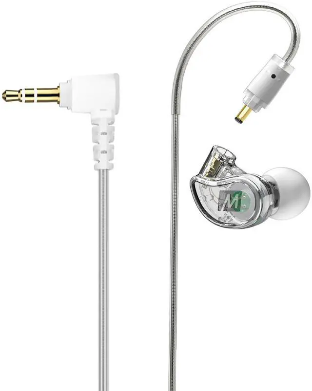 Main image of M6 Single Side in Ear Earbud, Right Side, One Wired Earphone with 51" Cable, Secure Fit Moldable Earhook, & 3.5mm Plug, Stereo-to-Mono, for Driving, Cycling, & More (Bulk Packaging, Clear)
