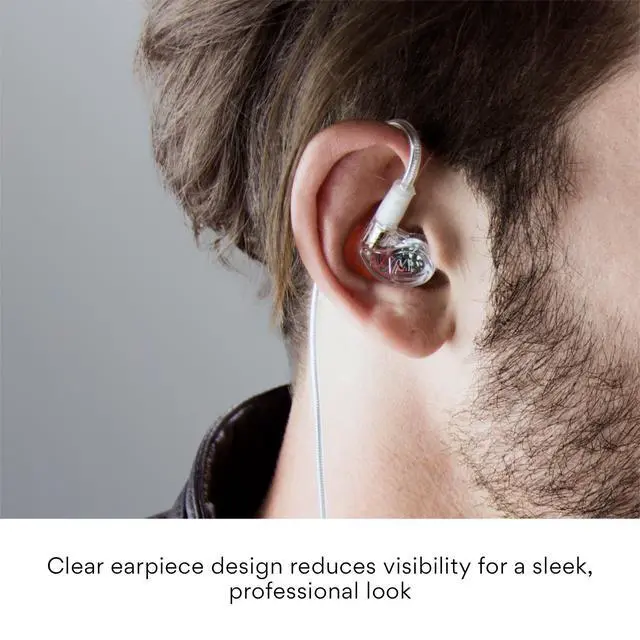 Alt view image 7 of 7 - M6 Single-Side Earbud, Right Side, 15" Cable, 3.5 mm Plug (Clear) | Extra-Short Cable, For 2-Way Radios, Speaker Mics & PTT Systems, One Wired Earphone, Moldable Earhook & Stereo-to-Mono