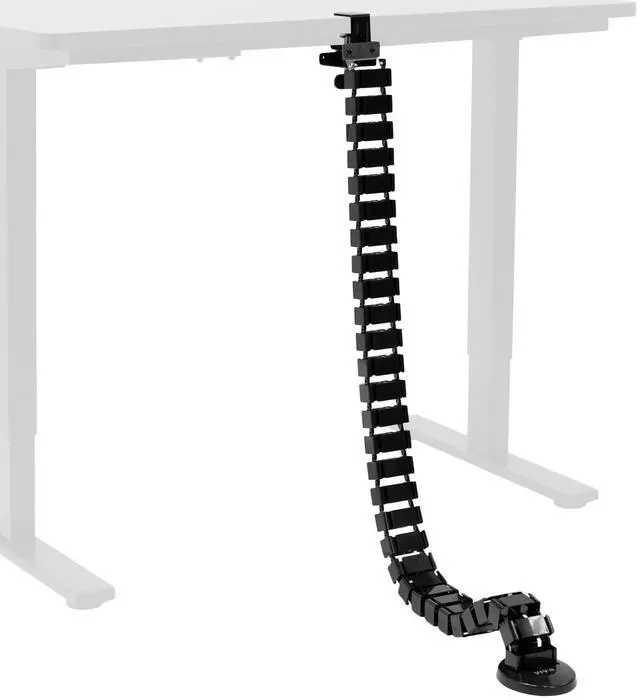 Main image of No Drill Clamp-on Desk Vertebrae Cable Management Kit, Adjustable Quad Entry Flexible Cord Organizer for Home Office, Black, DESK-AC01P-B