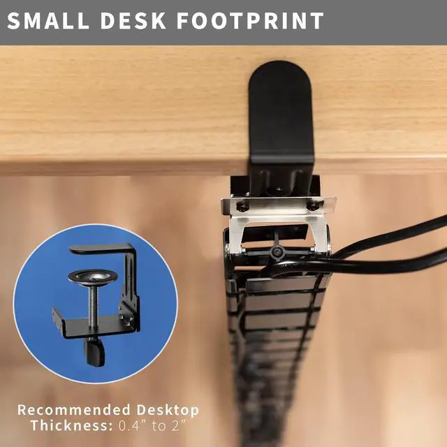 Alt view image 4 of 7 - No Drill Clamp-on Desk Vertebrae Cable Management Kit, Adjustable Quad Entry Flexible Cord Organizer for Home Office, Black, DESK-AC01P-B