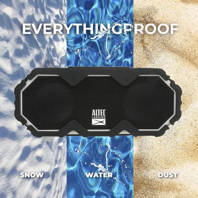 Alt view image 5 of 7 - Mini LifeJacket Jolt Bluetooth Speaker with Qi, Wireless, Waterproof, Portable, Speakers, Loud Volume, Strong Bass, Rich Stereo System, Microphone, 16 Hour Battery, 100 ft Range, Gray