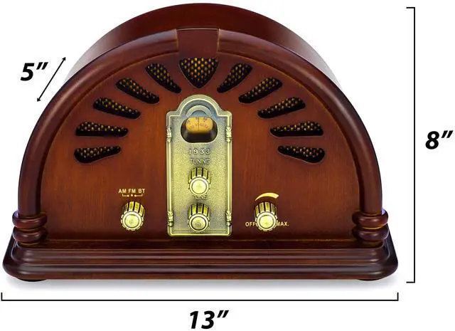 Alt view image 4 of 6 - Classic Vintage Retro Style AM/FM Radio with Bluetooth - Handmade Wooden Exterior Dark Brown