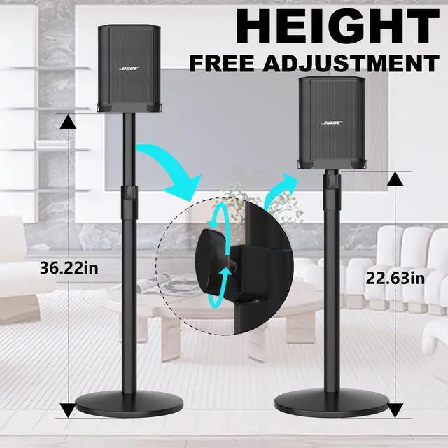 Alt view image 2 of 7 - Speaker Stand for Bose S1 Pro/S1 Pro+ Heavy Duty Height Adjustable | Metal Construction, Extends 22.63" to 36.22", Holds 44lbs, Easy to Install,Suitable for home use, parties, and performances