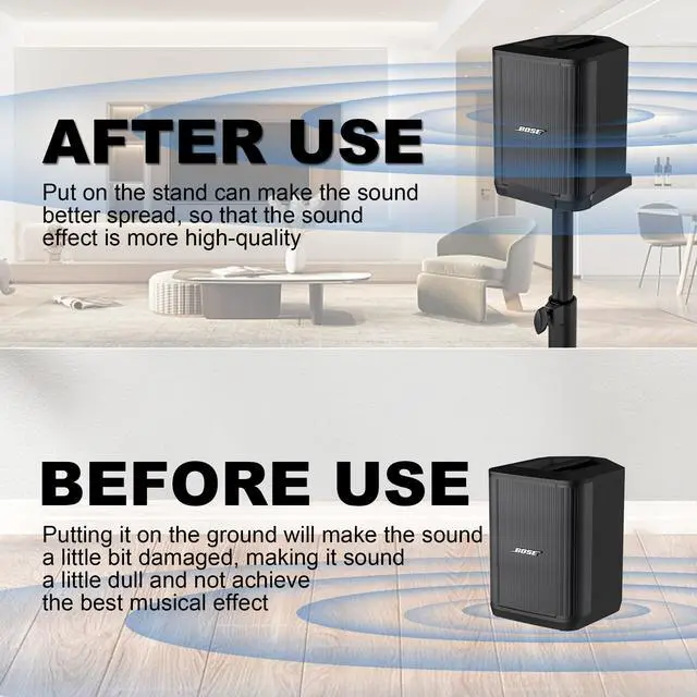 Alt view image 4 of 7 - Speaker Stand for Bose S1 Pro/S1 Pro+ Heavy Duty Height Adjustable | Metal Construction, Extends 22.63" to 36.22", Holds 44lbs, Easy to Install,Suitable for home use, parties, and performances