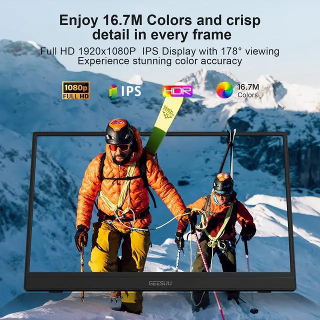Alt view image 2 of 7 - Portable Monitor 15.6" FHD HDR IPS Travel Laptop Screen Extender | With Magic Sleeve Cloth,1080P USB-C HDMI Plug&Play External Display,Dual Speakers,Kickstand,for Mac/Phone/Gaming Device
