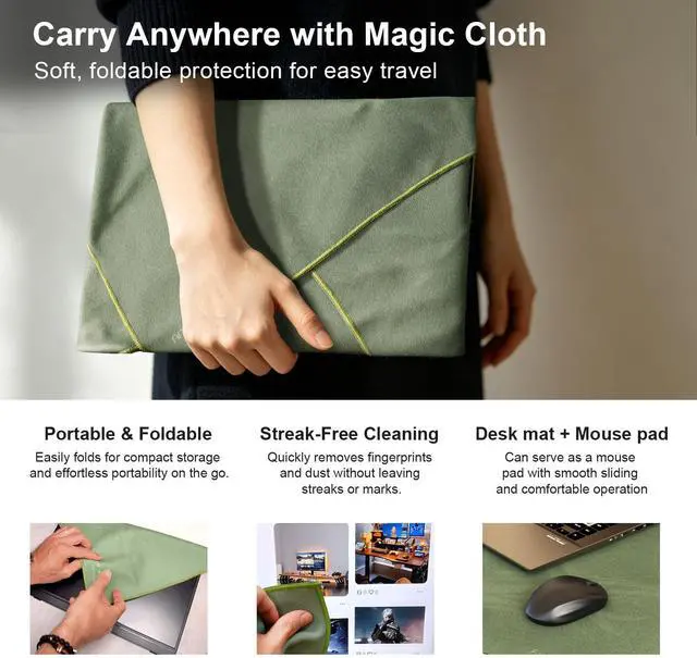 Alt view image 3 of 7 - Portable Monitor 15.6" FHD HDR IPS Travel Laptop Screen Extender | With Magic Sleeve Cloth,1080P USB-C HDMI Plug&Play External Display,Dual Speakers,Kickstand,for Mac/Phone/Gaming Device