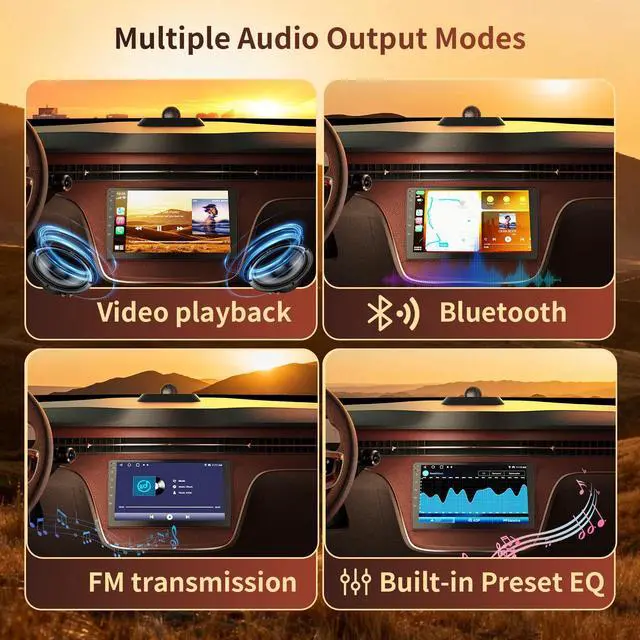 Alt view image 6 of 7 - 9" HD Touchscreen Wireless Carplay Screen for Car with Carplay and Android auto, Double Din, GPS, WiFi, BT5.1, 8-core Processor, Voice Control, Backup Camera, Audio Outputs (4+64G)