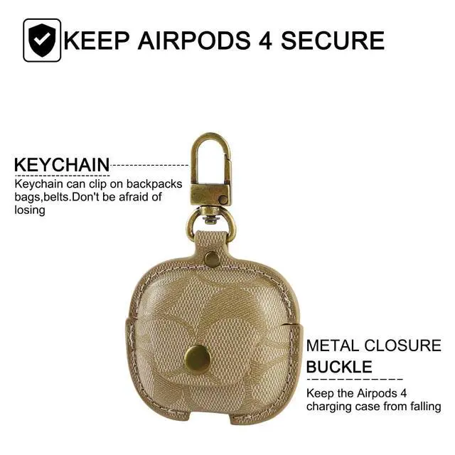 Alt view image 5 of 7 - for AirPods 4 Case, Leather Full Body Shockproof Protective Cover (A)