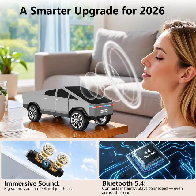 Alt view image 2 of 7 - Cybertruck Bluetooth Speaker for Car | Mini Wireless Speaker with LED Lights, FM Radio, USB/TF Card, TWS Stereo, for Dad Car Lover Gift from Daughter or Son