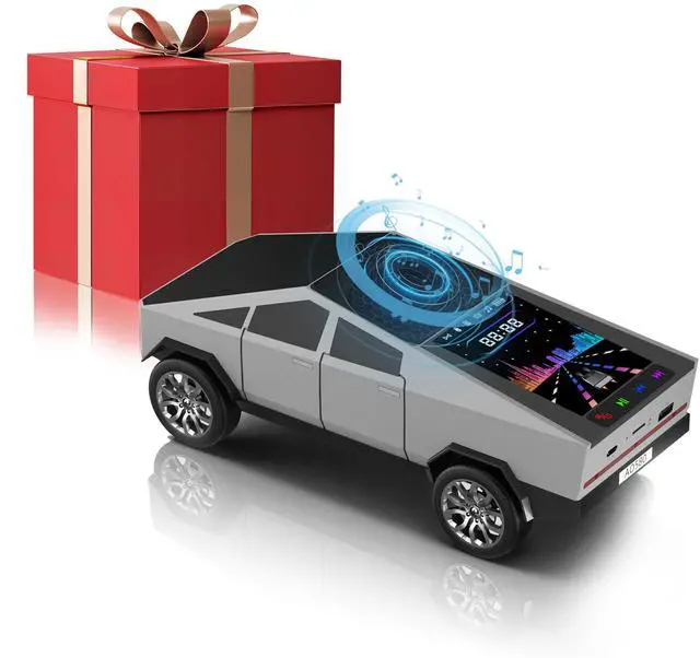 Main image of Cybertruck Bluetooth Speaker for Car | Mini Wireless Speaker with LED Lights, FM Radio, USB/TF Card, TWS Stereo, for Dad Car Lover Gift from Daughter or Son