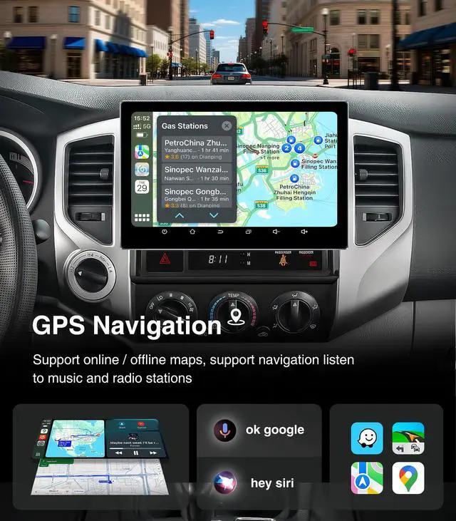 Alt view image 4 of 7 - 11.5" 4G+64G Car Radio Stereo Upgrade for 2005-2015 Toyota Tacoma Carplay | Android Auto GPS Navigation WiFi Bluetooth Mirroring Touchscreen Headunit Replacement