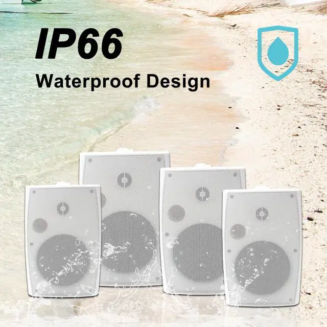 Alt view image 5 of 7 - 6.5 Inch 800W Outdoor Bluetooth Speakers Wired Waterproof with Multifunctional Amplifier, Wall Mount Speakers for Patio Home Poolside Deck Backyard(2 Pairs,White)