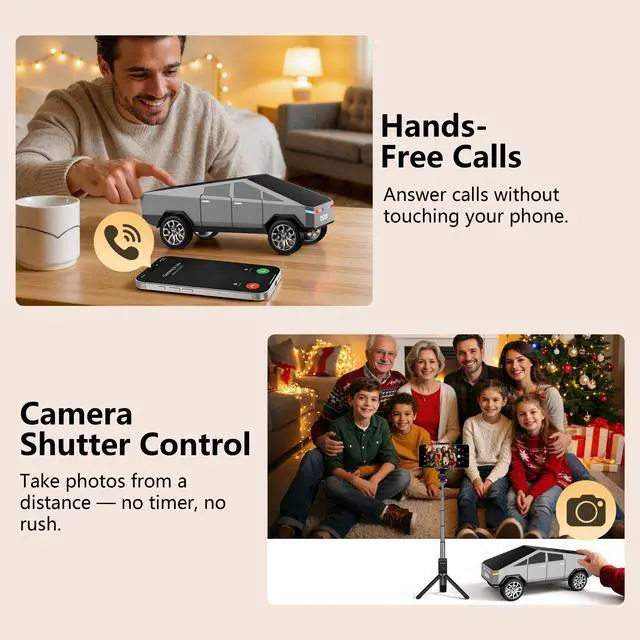 Alt view image 4 of 7 - Cybertruck Bluetooth Speaker for Car | Mini Wireless Speaker with LED Lights, FM Radio, USB/TF Card, TWS Stereo, for Dad Car Lover Gift from Daughter or Son