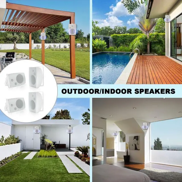 Alt view image 3 of 7 - 6.5 Inch 800W Outdoor Bluetooth Speakers Wired Waterproof with Multifunctional Amplifier, Wall Mount Speakers for Patio Home Poolside Deck Backyard(2 Pairs,White)