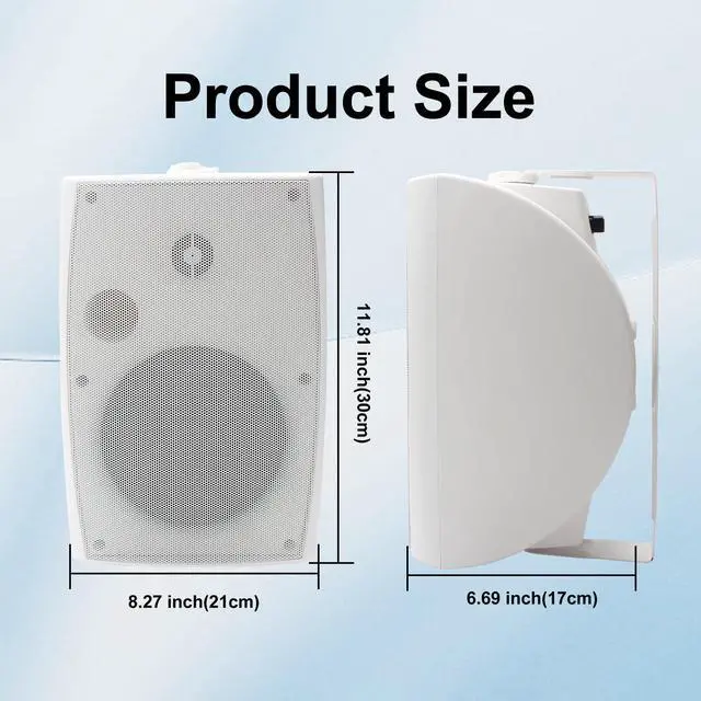Alt view image 6 of 7 - 6.5 Inch 800W Outdoor Bluetooth Speakers Wired Waterproof with Multifunctional Amplifier, Wall Mount Speakers for Patio Home Poolside Deck Backyard(2 Pairs,White)