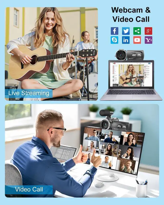 Alt view image 5 of 6 - 4K Video Camera Camcorder 48MP 60FPS UHD for YouTube Vlogging 18X Digital Zoom 3" IPS 270° Flip Screen Video Camcorder with Wireless Lavalier Microphone, 32GB SD Card, 2 Batteries and Remote Control