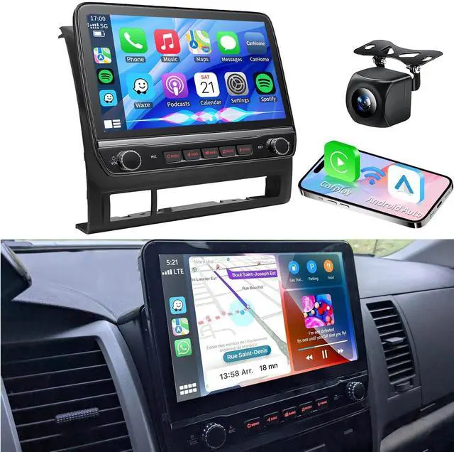 Main image of 10.1 inch Car Radio Stereo Upgrade for Toyota Tacoma 2005-2015 with Wireless CarPlay/Android Auto/Touch Screen/SWC/GPS Navigation/BT/WiFi FM Backup Camera Physical Button Volume Knob