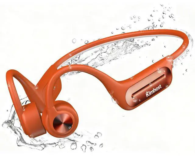 Main image of Bone Conduction Headphones, Open Ear Headphones with MP3 Mode 32GB, 10Hrs Playtime IP68 Waterproof Swimming Headphones Secure Fit for Running, Cycling, Work, GiftOrange