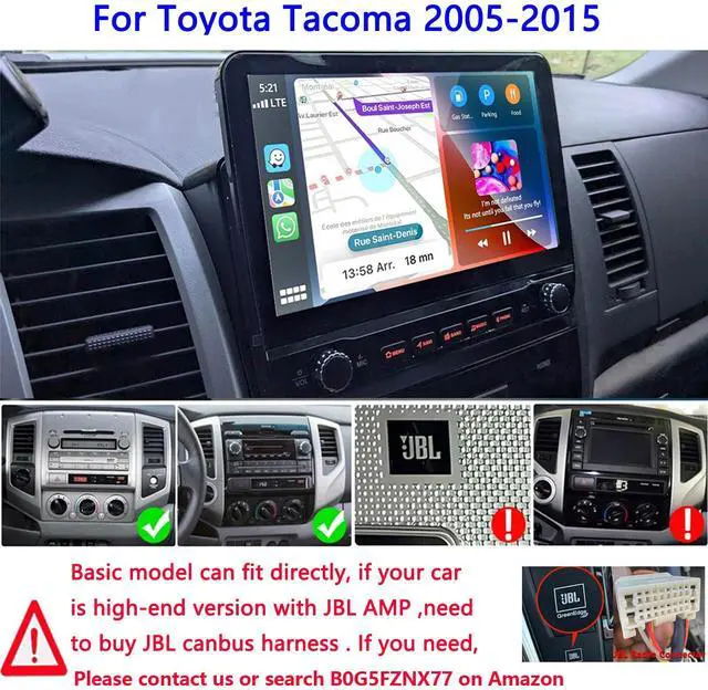 Alt view image 2 of 7 - 10.1 inch Car Radio Stereo Upgrade for Toyota Tacoma 2005-2015 with Wireless CarPlay/Android Auto/Touch Screen/SWC/GPS Navigation/BT/WiFi FM Backup Camera Physical Button Volume Knob