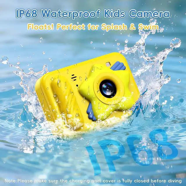 Alt view image 2 of 7 - Underwater Camera for Kids - IP68 Waterproof Camera, 48MP Dual Lens, 1080P Video Recording, Toddler Camera for Pool & Beach, Ideal Christmas Birthday Gifts for Boys Girls Age 3-12 (Lemon Yellow)