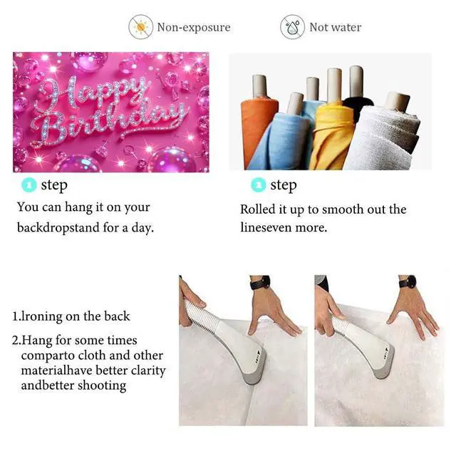 Alt view image 3 of 7 - Pink Happy Birthday Backdrop for Women Hot Pink Happy Birthday Banner70.8x43.3 inch Reusable Birthday Party Decorations
