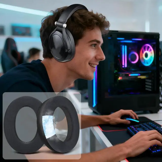 Alt view image 5 of 7 - Cooling Earpads for Sennheiser HD560S/HD598/PXC350 - Black | for HD599/HD598/PXC350/HD595/HD569/HD560S/Game Zero/G4ME Zero/PC37X/PC38X/PC350/PXE350/PC360/HD380 Headphones