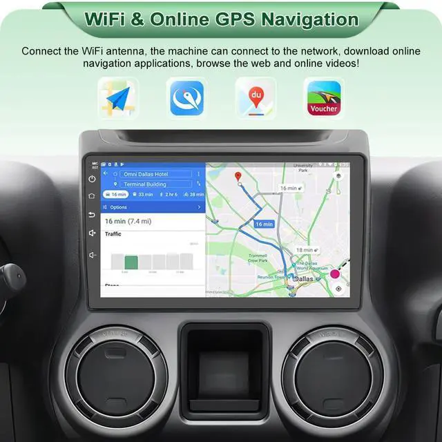 Alt view image 5 of 7 - 10" Radio Upgrade for Jeep Wrangler JK 2007-2018 Dodge Ram 1500 Compass Grand Cherokee,Android 13 2GB+32GB with Backup Camera CarPlay/Android Auto FM AM WiFi