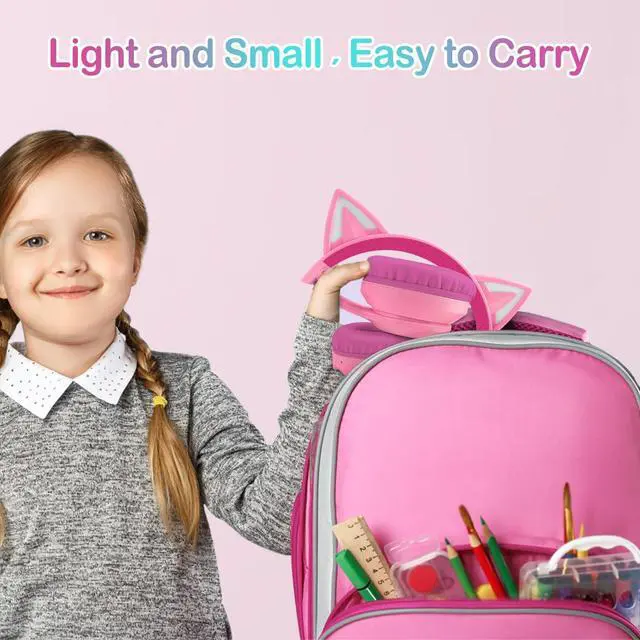 Alt view image 7 of 7 - Bluetooth 5.3 Kids Headphones with Case - RGB LED Light Up Cat Ears Foldable Adjustable Over-Ear Headset Support Wireless or 3.5mm Wired Mode for Toddler & Girls & Boys Teens (Rose Red) S16