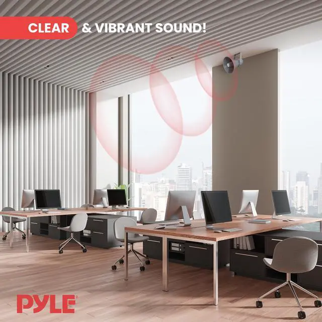 Alt view image 7 of 7 - Indoor Outdoor PA Horn Speaker - 9.7 Inch 20-Watt Power Compact Loud Sound Megaphone w/ 400Hz-5KHz Frequency, 8 Ohm, 70V Transformer, Mounting For 70V Audio System - Home PHSP101T (Gray)