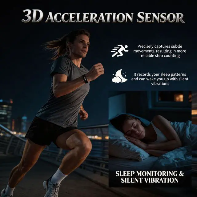 Alt view image 4 of 7 - Vibrating Silent Alarm Wrist Watch,Heavy Sleepers & Deaf Adults (Black) | Wake Band Wrist Watch Silent Vibration Bracelet, 3D Step Counting, Calorie Detection, Silent Alarm, Precise Timing
