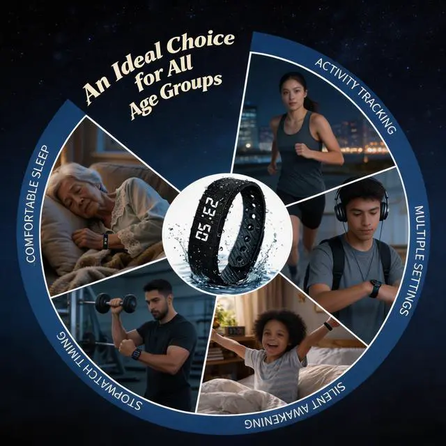 Alt view image 5 of 7 - Vibrating Silent Alarm Wrist Watch,Heavy Sleepers & Deaf Adults (Black) | Wake Band Wrist Watch Silent Vibration Bracelet, 3D Step Counting, Calorie Detection, Silent Alarm, Precise Timing