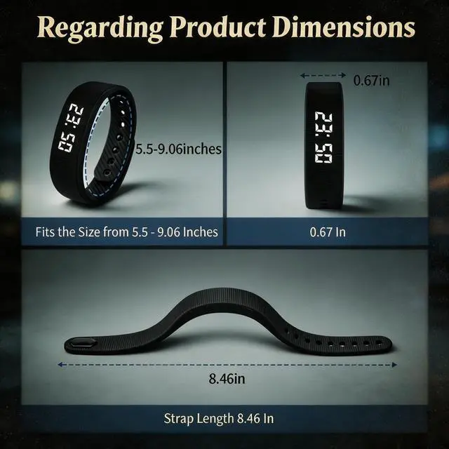 Alt view image 7 of 7 - Vibrating Silent Alarm Wrist Watch,Heavy Sleepers & Deaf Adults (Black) | Wake Band Wrist Watch Silent Vibration Bracelet, 3D Step Counting, Calorie Detection, Silent Alarm, Precise Timing