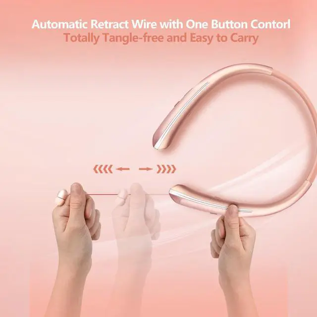 Alt view image 3 of 7 - Neckband Bluetooth Headphones, Wireless Headphone with Retractable Earbud | Bluetooth 5.4, 16Hrs Playtime, IPX5 Sweatproof, Around The Neck Headphones Stereo Headset for Sports