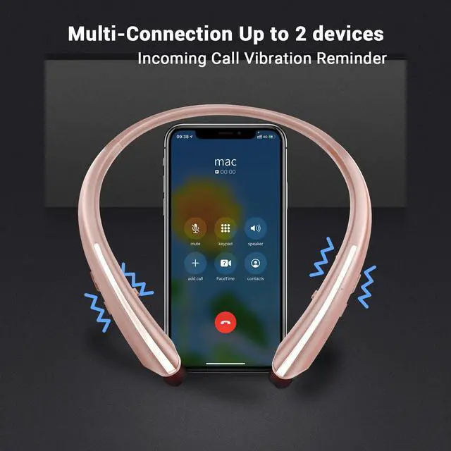 Alt view image 5 of 7 - Neckband Bluetooth Headphones, Wireless Headphone with Retractable Earbud | Bluetooth 5.4, 16Hrs Playtime, IPX5 Sweatproof, Around The Neck Headphones Stereo Headset for Sports
