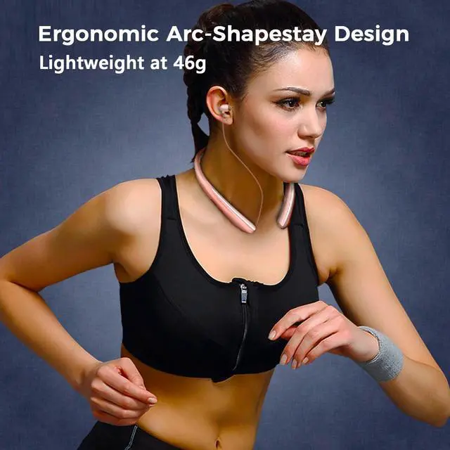 Alt view image 4 of 7 - Neckband Bluetooth Headphones, Wireless Headphone with Retractable Earbud | Bluetooth 5.4, 16Hrs Playtime, IPX5 Sweatproof, Around The Neck Headphones Stereo Headset for Sports
