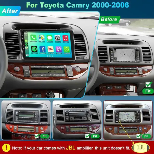 Alt view image 2 of 7 - 8Core+64GB Car Radio for Toyota Camry 2000-2006(Not Fit JBL) with Wireless Carplay & Android Auto, IPS Touch Screen Camry Stereo with Bluetooth/Voice Control/Backup Camera/WiFi/GPS/SWC/EQ/FM/RDS