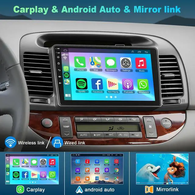 Alt view image 3 of 7 - 8Core+64GB Car Radio for Toyota Camry 2000-2006(Not Fit JBL) with Wireless Carplay & Android Auto, IPS Touch Screen Camry Stereo with Bluetooth/Voice Control/Backup Camera/WiFi/GPS/SWC/EQ/FM/RDS