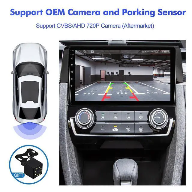 Alt view image 6 of 7 - 2+32G Android 12 Double Din Car Stereo for Honda Civic 2016-2020 with 9 Inch Touchscreen Radio Built-in Wireless Carplay/Android Auto/GPS/Bluetooth/FM/AUX-in/Steering Wheel Controls/Backup Camera