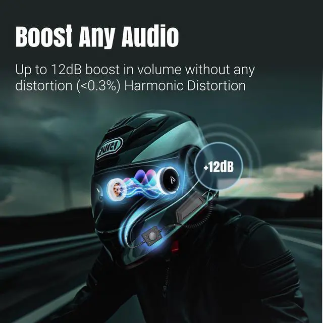 Alt view image 5 of 7 - IASUS EAR3H-MK2 Helmet Audio Amplifier 12dB Volume Boost - 3.5mm Input and Output - Compatible with Most Helmet Comms Systems with Headphone Earbud Port