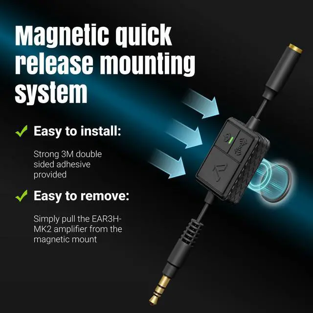 Alt view image 6 of 7 - IASUS EAR3H-MK2 Helmet Audio Amplifier 12dB Volume Boost - 3.5mm Input and Output - Compatible with Most Helmet Comms Systems with Headphone Earbud Port