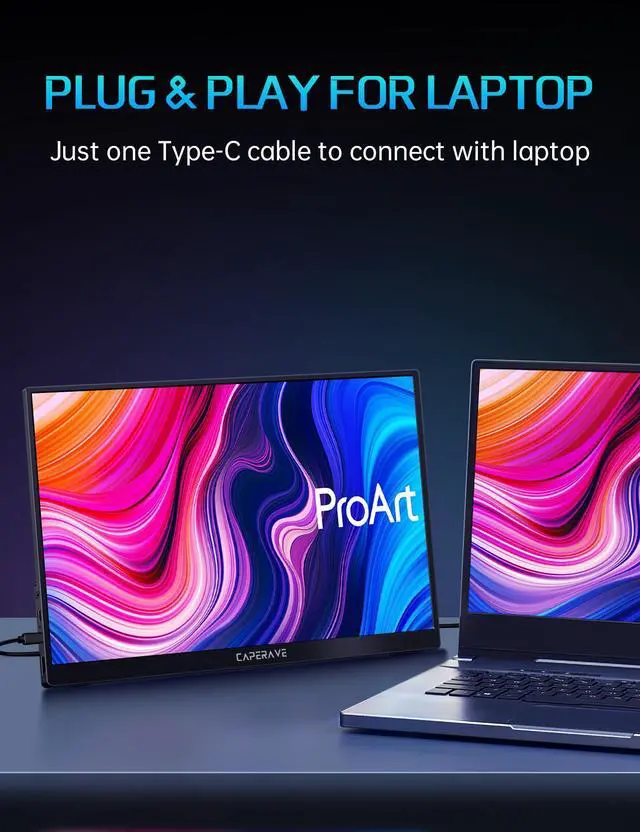 Alt view image 5 of 7 - 17.3" Portable Monitor 4K, 500 Nits 3840 * 2160p 100% Adobe RGB Travel Monitor with Bulit-in Kickstand & Speakers, Portable Computer Monitor, External Monitors for Laptop PC Xbox Switch PS4/5