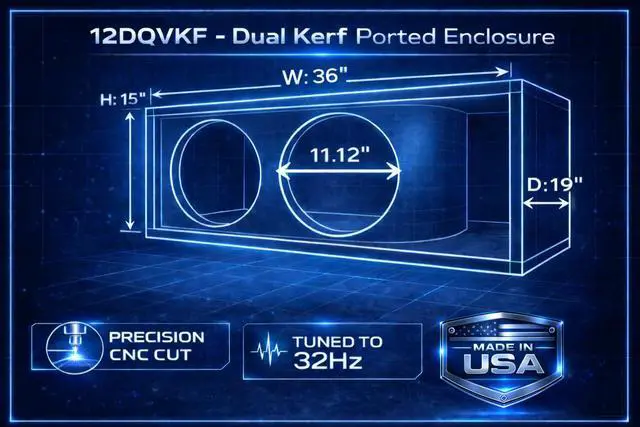 Alt view image 5 of 5 - Dual 12 Inch Subwoofer Box Kerf Ported Subwoofer Enclosure Low-Tuned Car Audio Bass Box Pro Series Made in USA