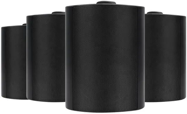 Main image of 5.25 Inch 600W Outdoor Bluetooth Speakers Waterproof Wired Wall Mount Weatherproof Loudspeaker System for Indoor- Outdoor Garden Poolside Patio Garage Home(4 Speakers,Black)