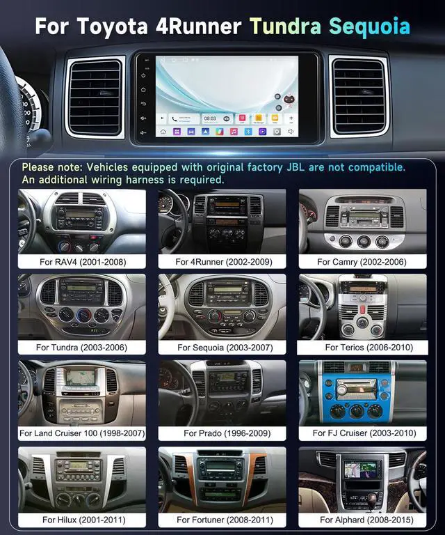 Alt view image 2 of 7 - 5Ghz WiFi 2G+64G Radio for Toyota 4Runner 2003-2009,for Tundra 2003-2006,for Sequoia 2003-2007 Car Stereo,Wireless CarPlay Android Auto,DSP EQ,7 HD IPS Touchscreen, 26UIs GPS Bluetooth Bakcup Camera