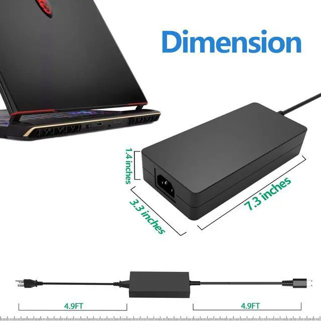 Alt view image 4 of 7 - 400W 20V 20A AC Adapter for MSI Raider Titan 18 HX AI A2XWJG A2XWIG Vector A18 HX A9WIG A9WHG Laptop Charger A23-400P1A A400A001P ADP-400CB B Power Supply